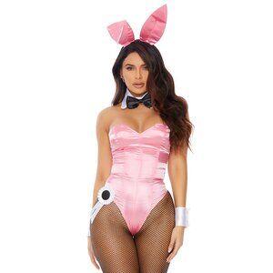 Pink Bunny Cover Girl Bodysuit Women Costume